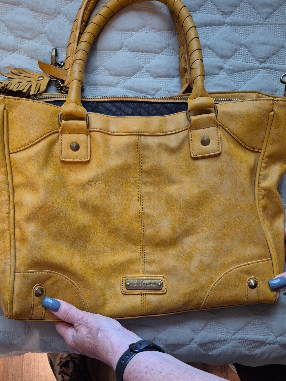Steve Madden Mustard Leather Satchel Handbag